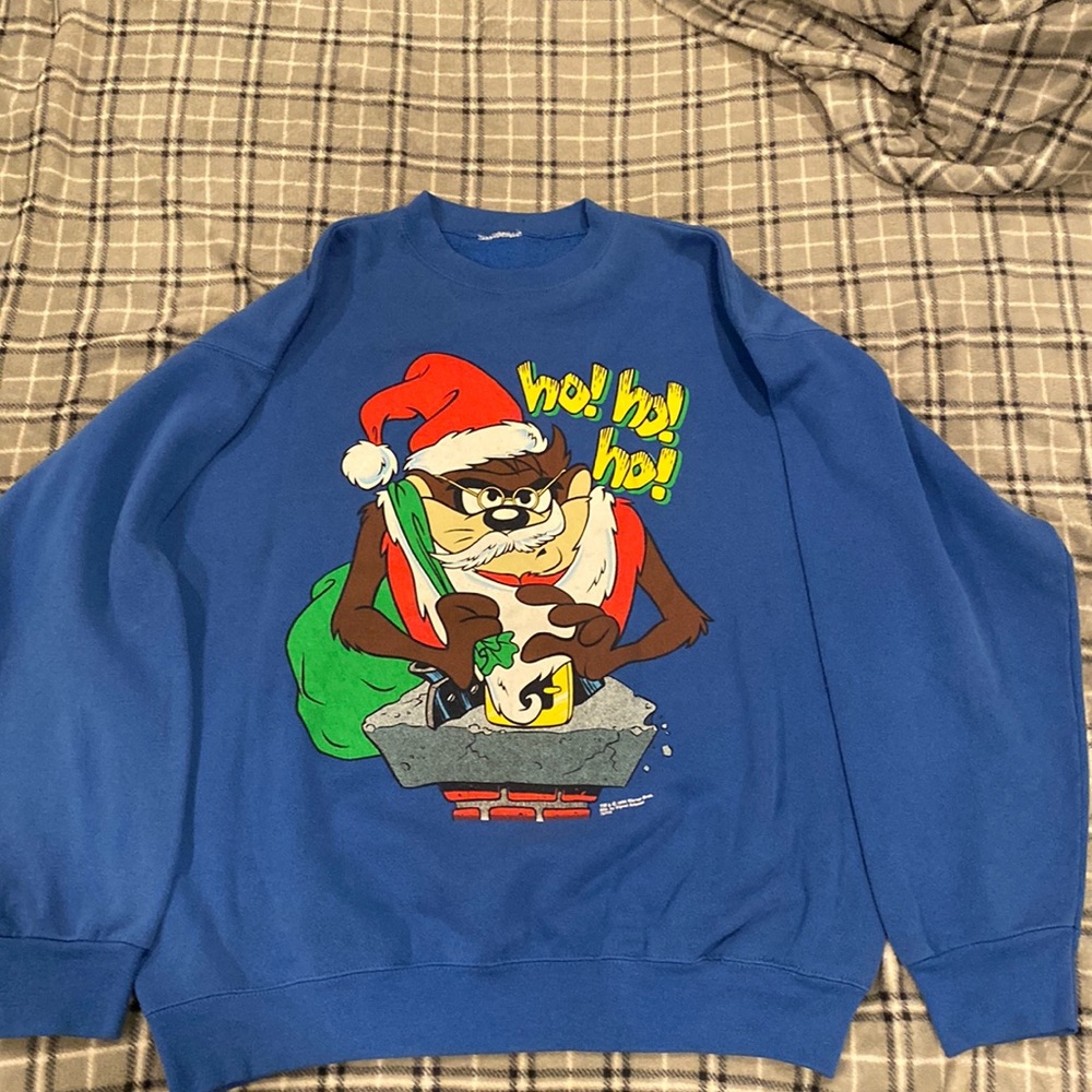 Vintage Looney Tunes Tasmanian Devil Christmas sweatshirt 1994